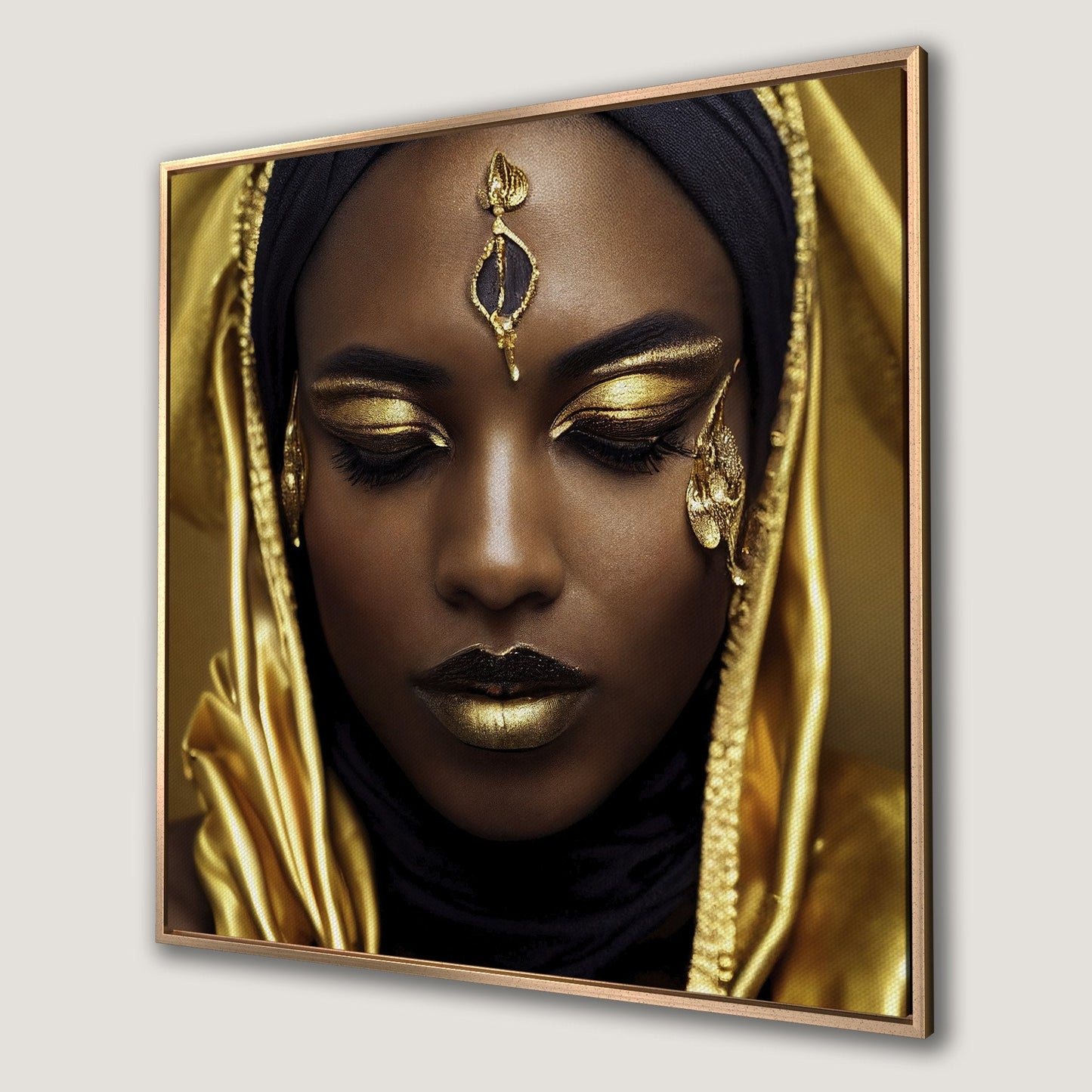 Elegant African American Woman Gold Canvas Print