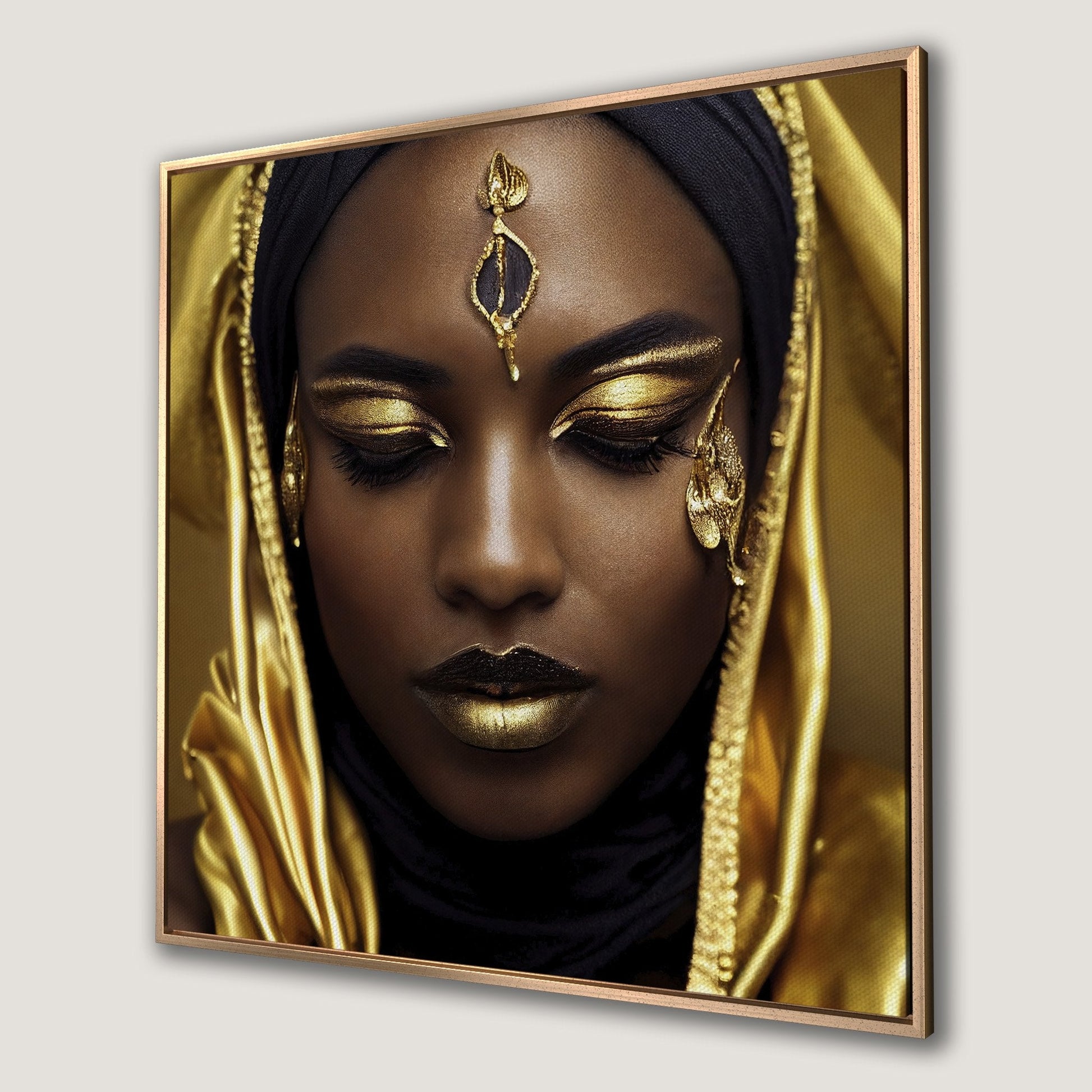 Elegant African American Woman Gold Canvas Print