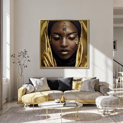 Elegant African American Woman Gold Canvas Print
