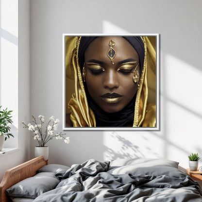 Elegant African American Woman Gold Canvas Print