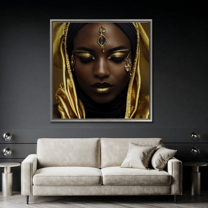 Elegant African American Woman Gold Canvas Print