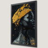 Elegant African Woman Art Poster with Black and Gold Accents