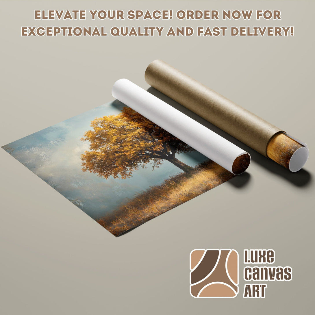 Poster Roll of autumn tree art, warm color palette, ready to elevate your space!