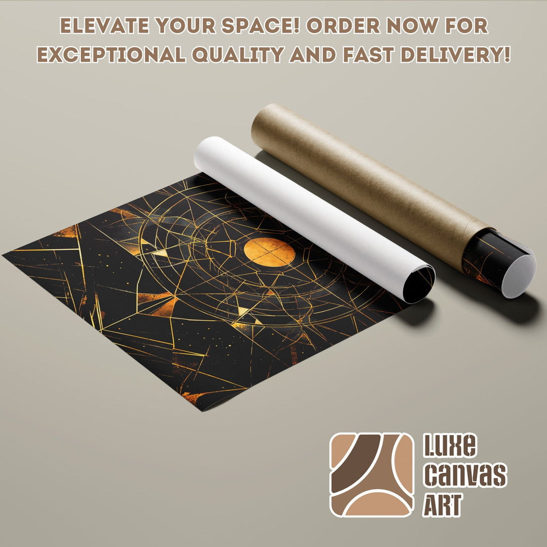 Abstract art Poster Roll in black & gold. Elevate your space with this stunning wall art!