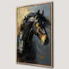 Elegant Black and Golden Horse Portrait Canvas Print Art