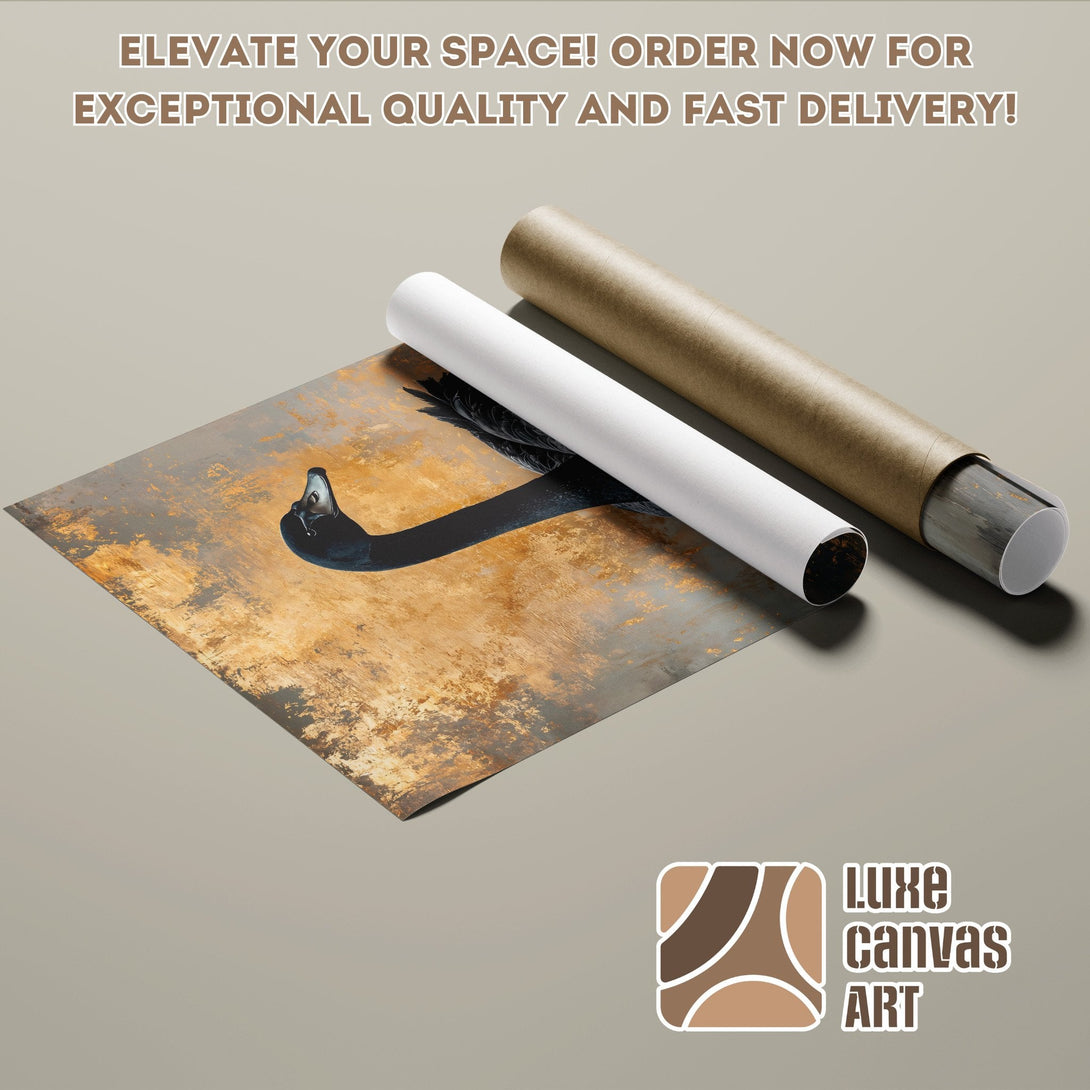 Abstract swan art poster roll in warm tones. Elevate your decor with this stylish art print!