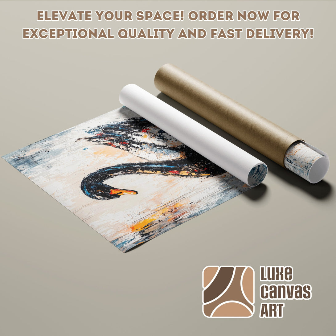 Abstract swan art Poster Roll. Modern style with a neutral color palette. Elevate your space with fast delivery!
