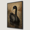 Elegant Black Swan Framed Canvas Print for Serene Decor