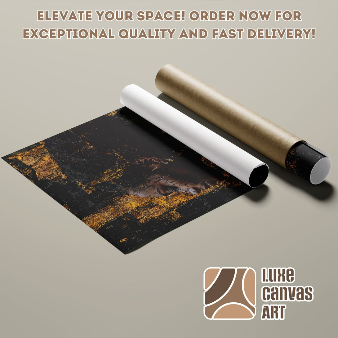 Abstract art Poster Roll in black & gold, perfect for modern decor. Order now!