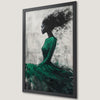 Elegant Black Woman in Green Dress Art Poster for Modern Decor
