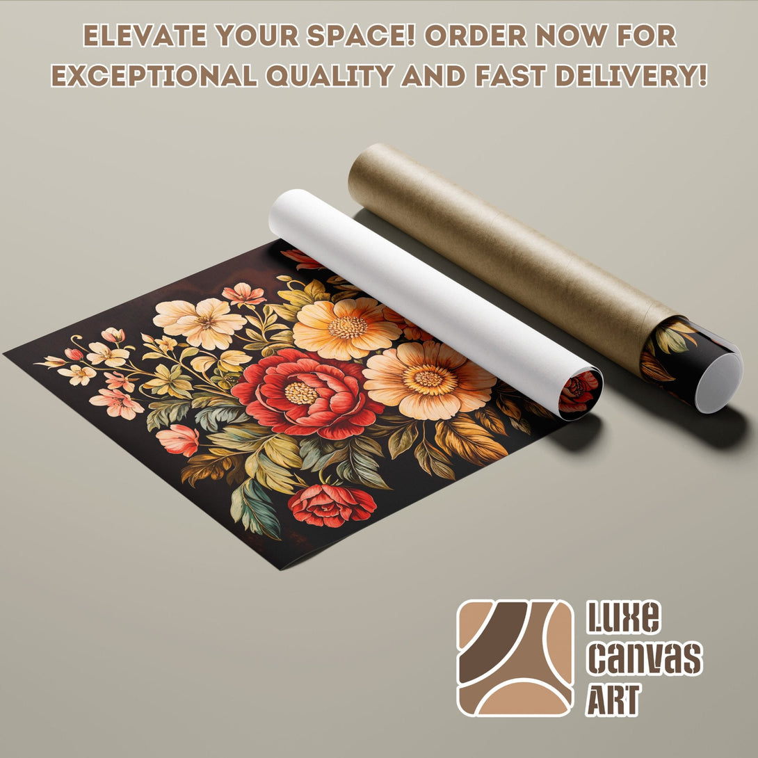 Floral Poster Roll in warm colors. Perfect wall art for your home.