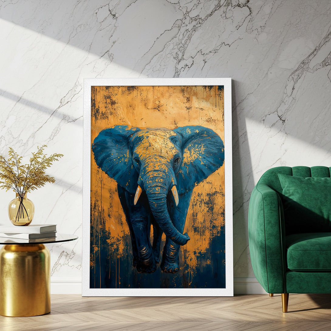 Framed Poster featuring birds in flight, a neutral color palette with warm tones, and a touch of gold. Perfect wall art!