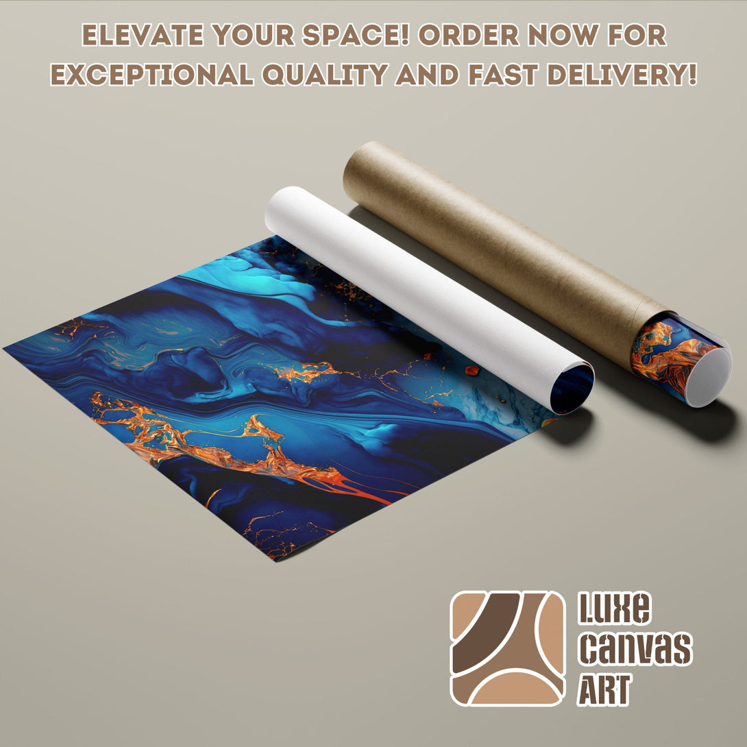 Abstract blue and gold Poster Roll, perfect for modern decor. Shop now for fast delivery!