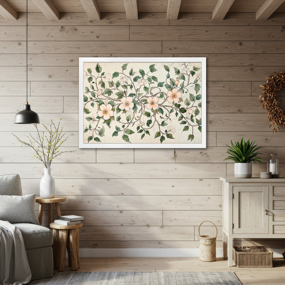 Framed Poster featuring floral artwork in a botanical style with a soft, neutral color palette. Perfect wall decor for any room!