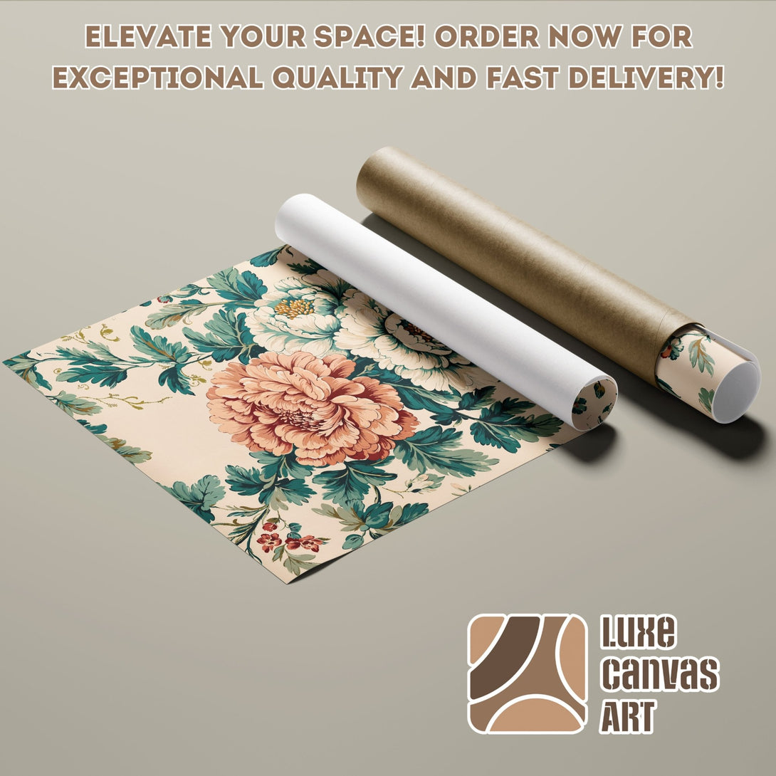Poster Roll featuring a vintage floral design in a soft, warm color palette. Elevate your space with this beautiful poster!