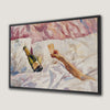 Elegant Champagne Bedside Canvas Print - Ready to Hang