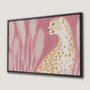 Elegant Cheetah on Pink Framed Canvas Print