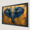 Elegant Elephant Art Poster: Blue and Gold Portrait for Home