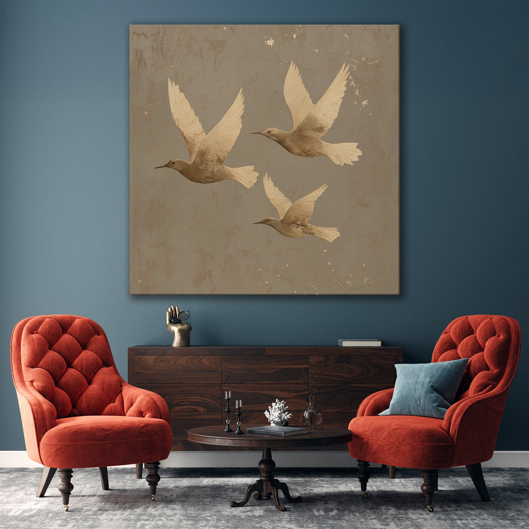 Framed Wall Art: Elegant birds in flight, neutral color palette. Modern home decor accent. Perfect for living rooms and bedrooms. Shop now!