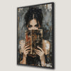 Elegant Girl Reading Dark Literature Canvas Print