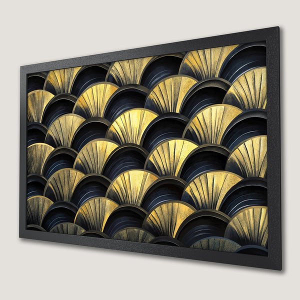 Framed Poster featuring an Art Deco design in gold and black. Elevate your space with this stylish wall art!