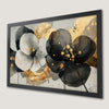 Elegant Gray and Black Floral Art Poster with Gold Accents
