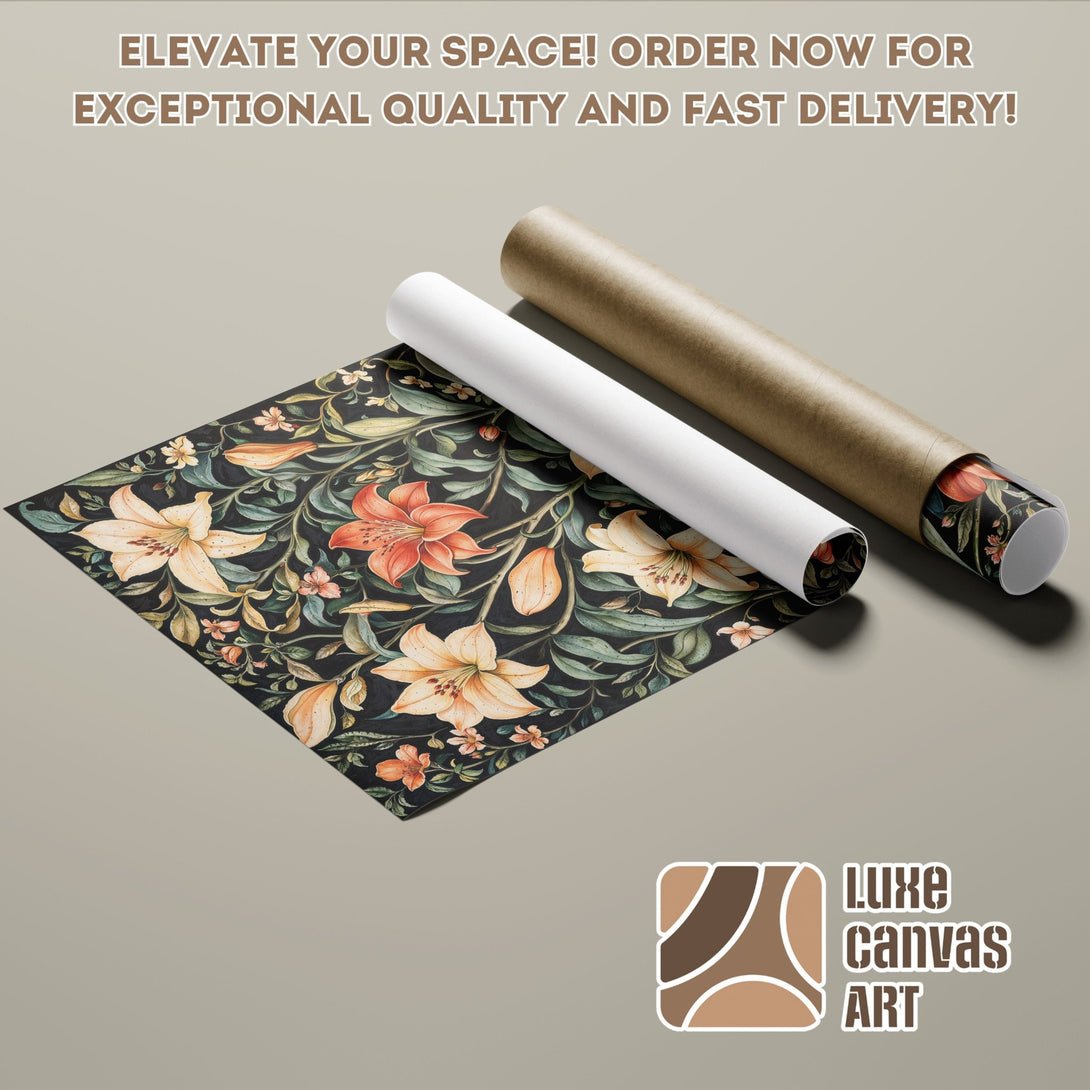 Poster Roll with floral design in watercolor style, featuring a warm color palette. Elevate your space!