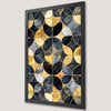 Elegant Navy Blue, Black, and Gold Geometric Pattern Art Poster
