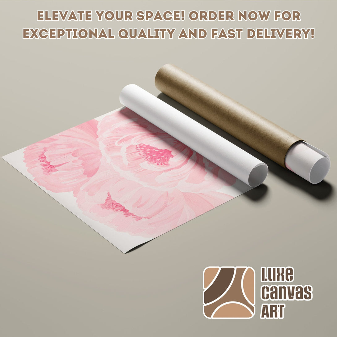 Poster Roll featuring a pink floral design. Modern style with a soft, pastel color palette. Order your art today!
