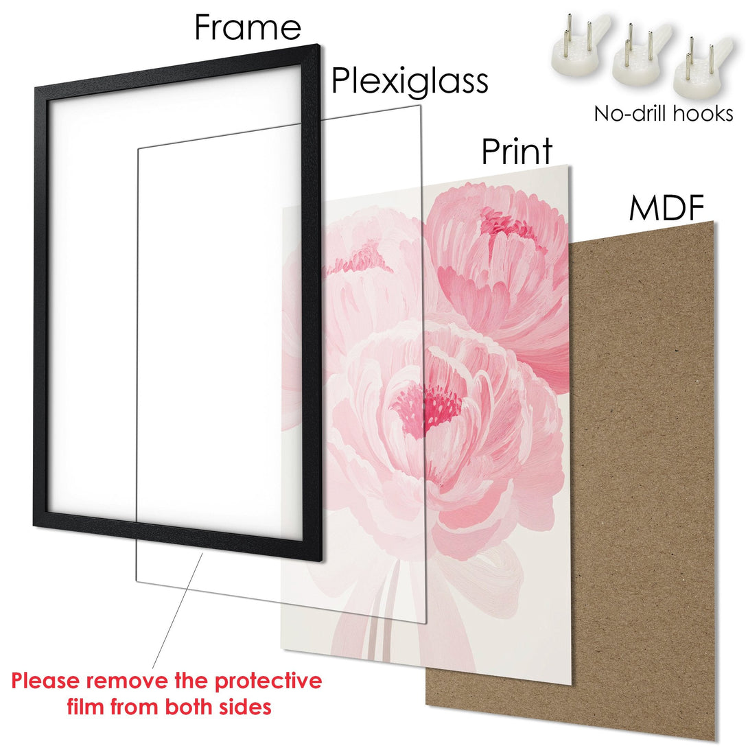 Framed Poster featuring pink floral art, perfect for adding a touch of elegance to your space.