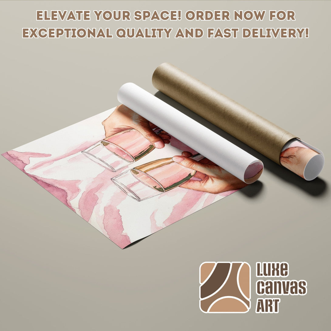 Poster Roll featuring watercolor art with pink and neutral tones. Elevate your space!