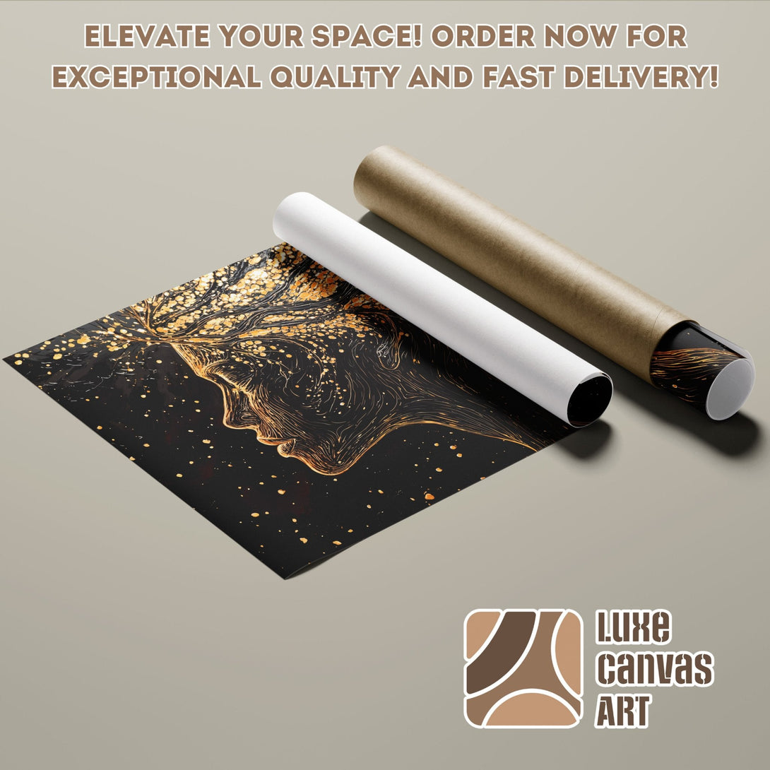 Abstract gold and black art Poster Roll, ready to elevate your space! Order now!