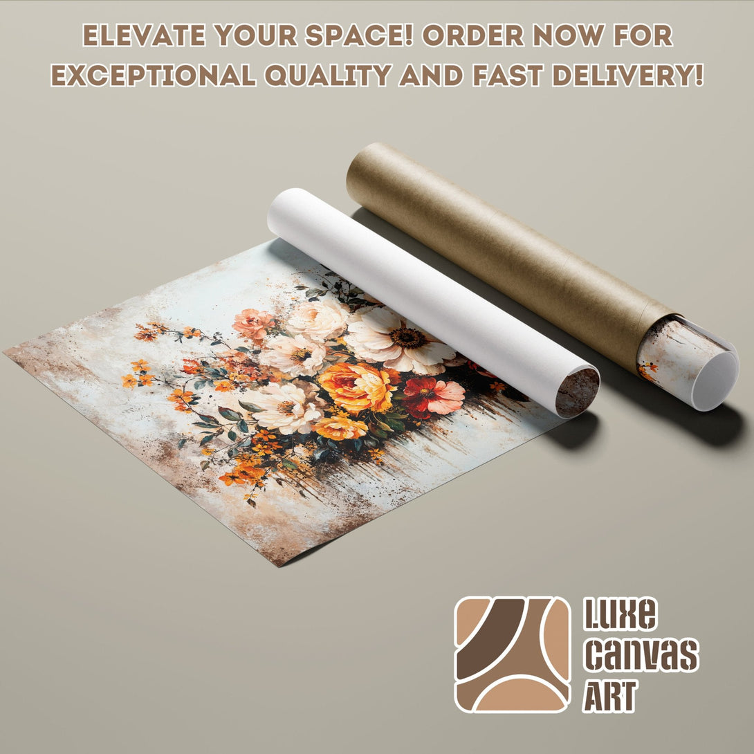 Floral Poster Roll with warm color palette, perfect for home decor. Order now!