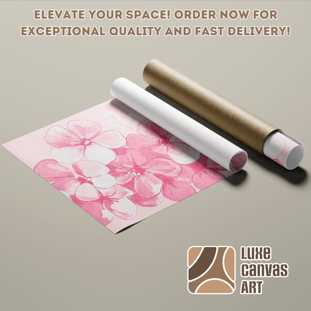 Floral Poster Roll in Pink & White. Modern art print for your home. Shop now!