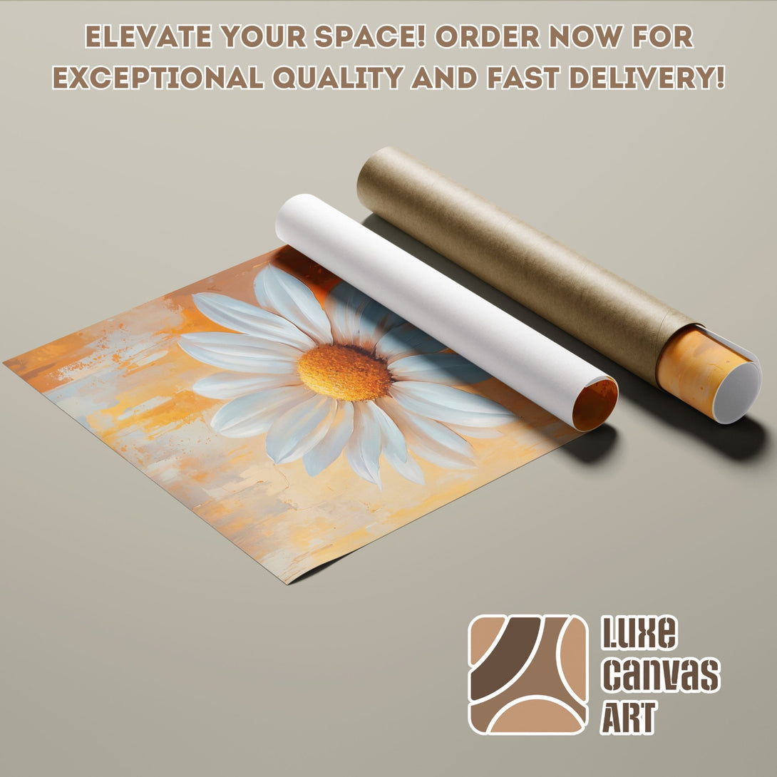Poster Roll featuring a daisy painting in an impressionistic style with a warm, neutral color palette. Elevate your home decor!