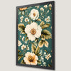 Elegant White Floral Art Poster for Dining Room Decor