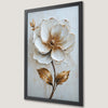 Elegant White Floral Art Poster with Gold Accents