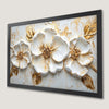 Elegant White Flower Art Poster with Gold Petals