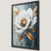 Elegant White Flower Art Poster with Golden Leaves