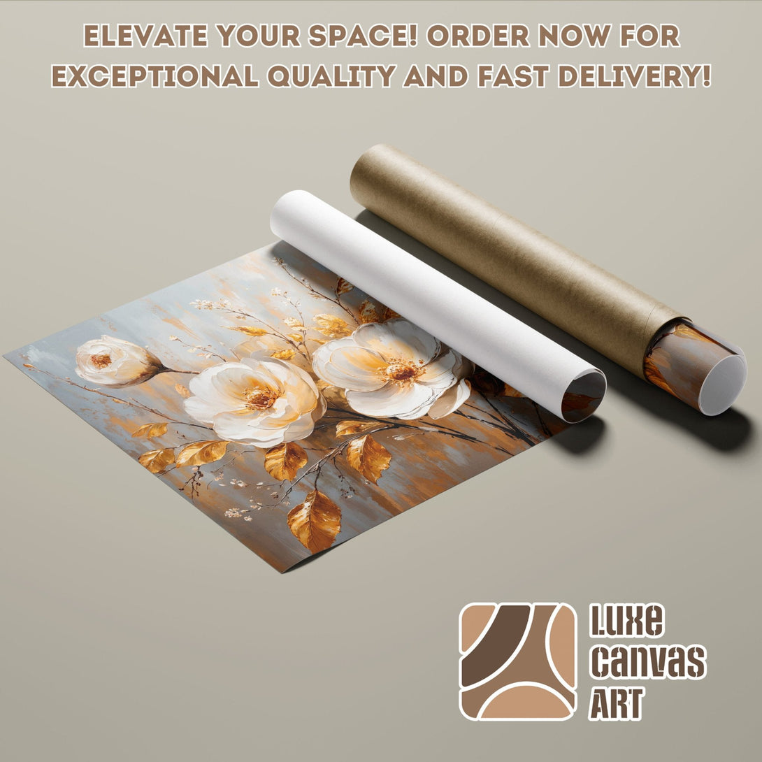 Floral Poster Roll, artistic style, neutral color palette, perfect for home decor. Order today!