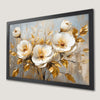 Elegant White Flowers and Gold Leaves Art Poster for Home Decor
