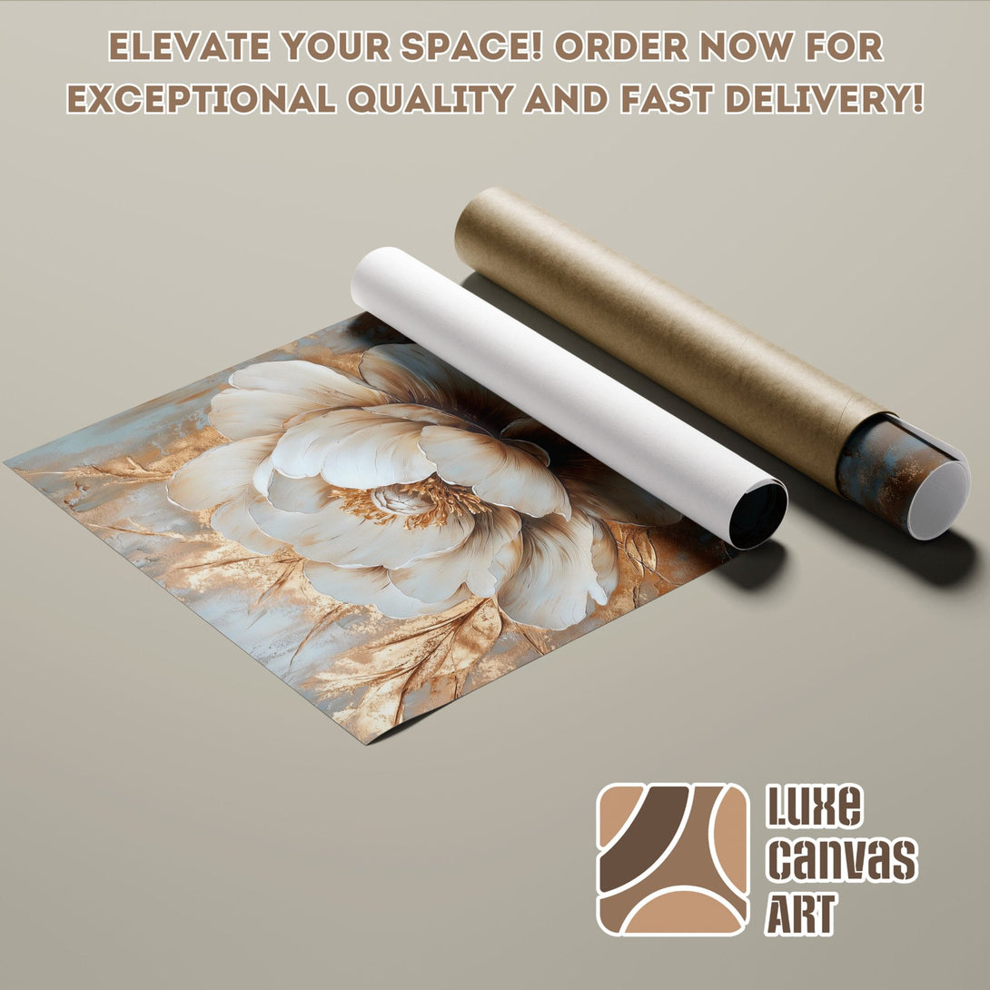 Floral Poster Roll, neutral tones, modern art style. Elevate your space with Luxe Canvas Art!