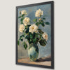Elegant White Rose Bouquet Art Poster for Home Decor