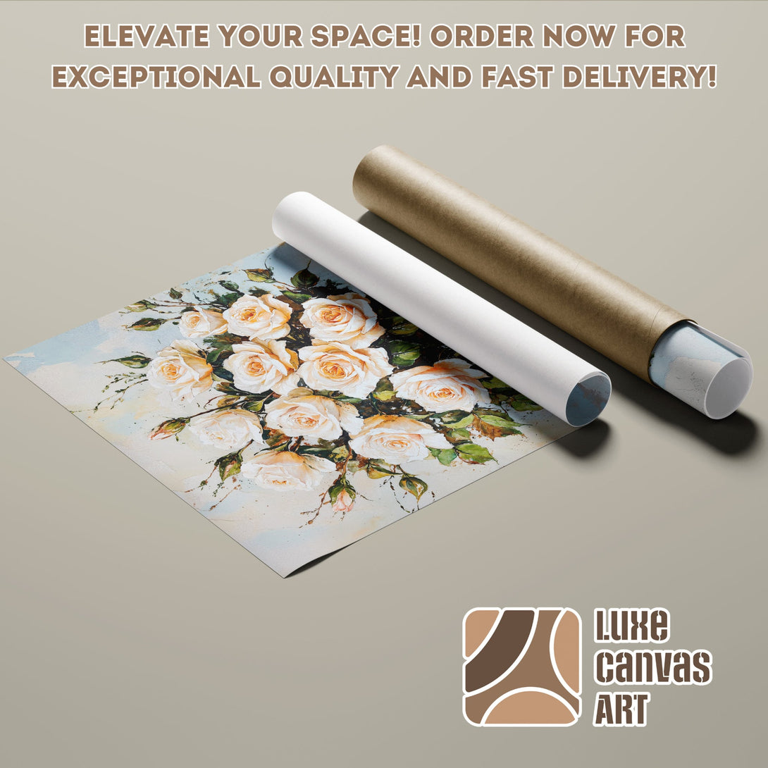 Poster Roll featuring a floral painting in soft, neutral tones. Perfect art for your home! Order now!
