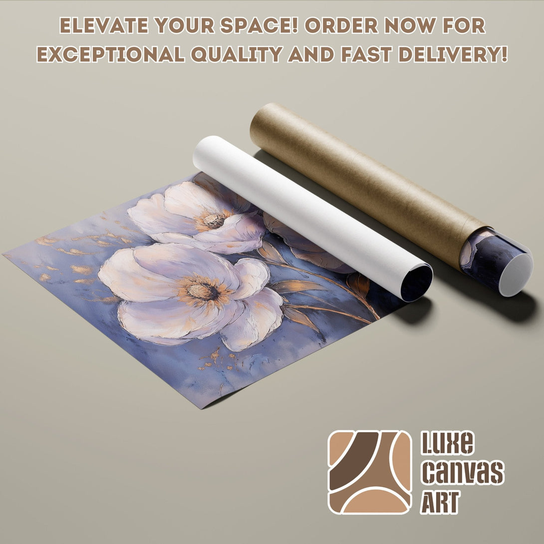 Floral art poster roll, soft pastel colors, perfect for home decor. Order yours today!