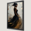 Elegant Woman in Black and Gold Art Poster for Stylish Decor