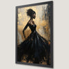 Elegant Woman in Dress Art Poster - Black and Gold Fashion Print