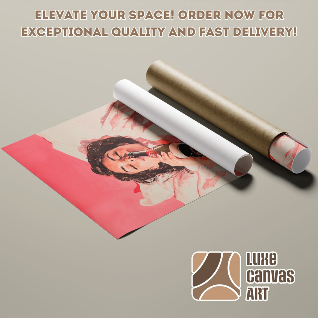 Poster Roll featuring a woman, watercolor style, in pink and neutral tones. Elevate your space with Luxe Canvas Art!