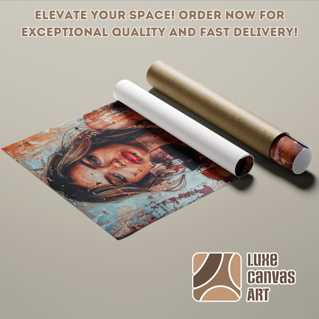 Poster Roll of a woman's portrait in an abstract style with a warm color palette. Perfect wall art for your space!