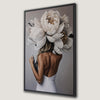 Elegant Woman with White Peonies Canvas Print Art